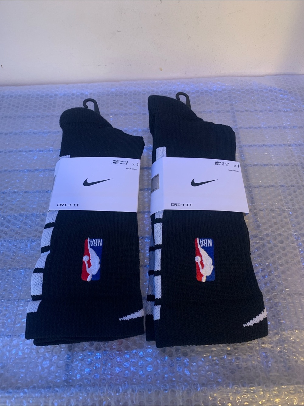 Lot Of 2 Nike NBA Authentic Basketball Socks Black White PSK647-010 - Size 8-12